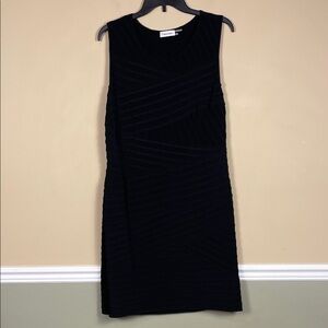 Calvin Klein Women’s Black Textured Pleated Career Office Sheath Dress